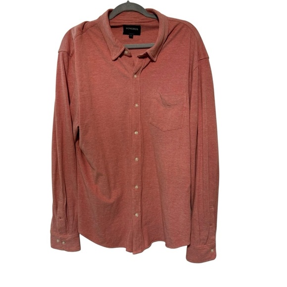 Bonobos Standard Fit salmon Oxford Cotton Knit Button-Up Shirt XL - Picture 2 of 12
